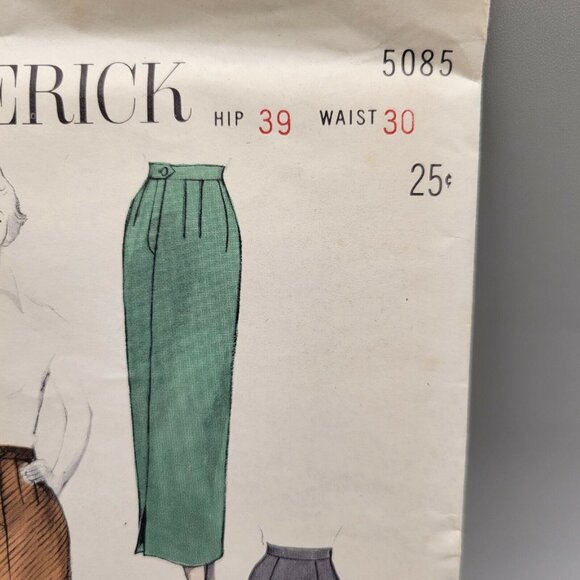 Butterick 1949 Women's Quick & Easy One Yard Skirt Front Slit #5085 Size 30 - Picture 2 of 3